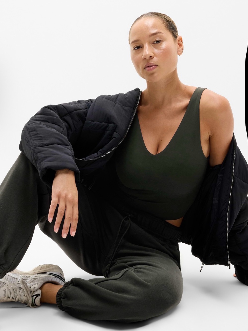 NWT Athleta Transcend Square Neck Crop Elm Bra Size Large (D-DD Cup)